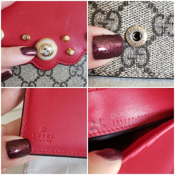 Authentic Pre-owned Gucci Peony Pearl Studded Compact Flap Wallet - Picture 15 of 16